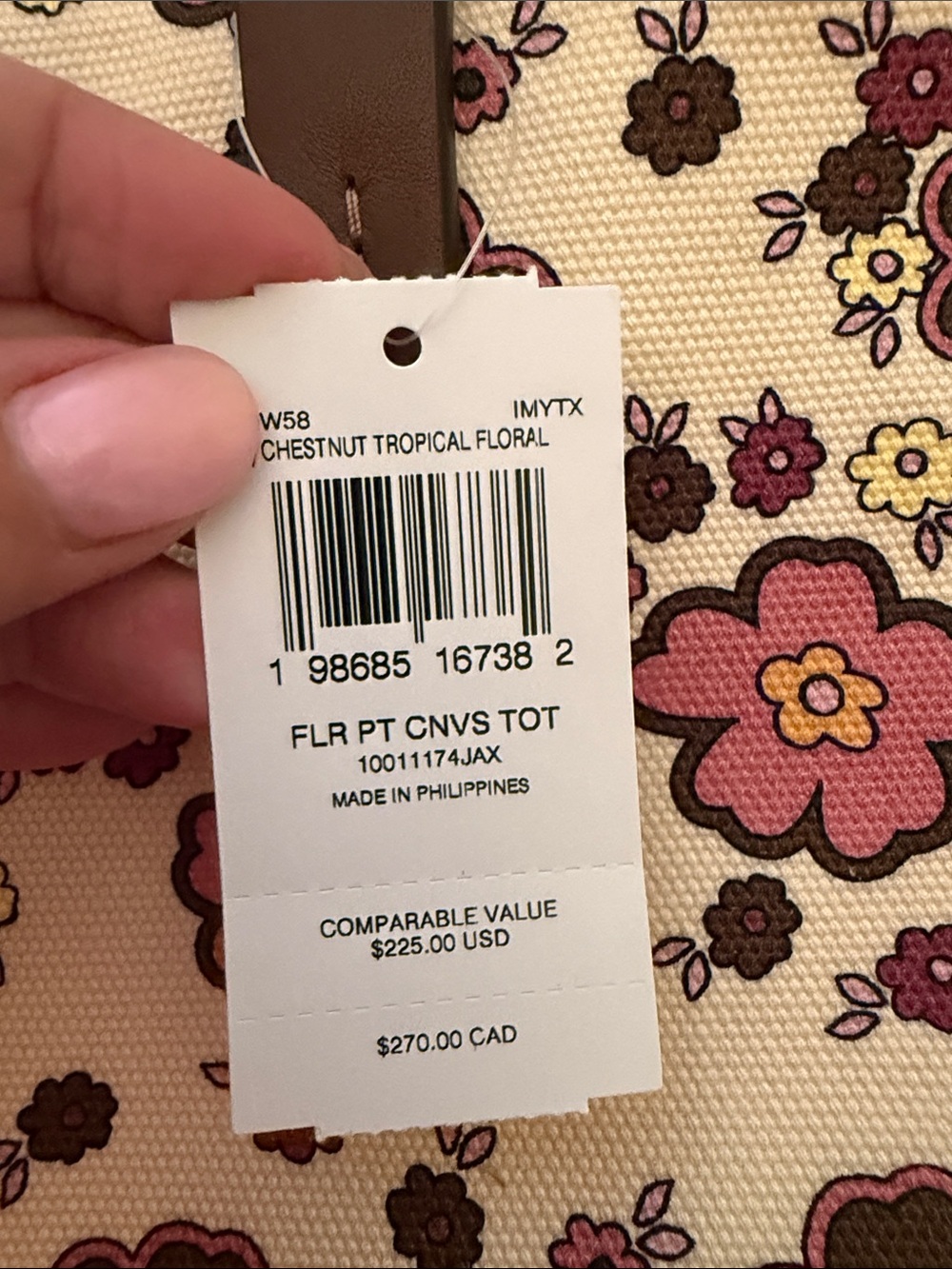 🌸Coach NWT Tropical Floral Print Canvas Tote Bag - Picture 7 of 8